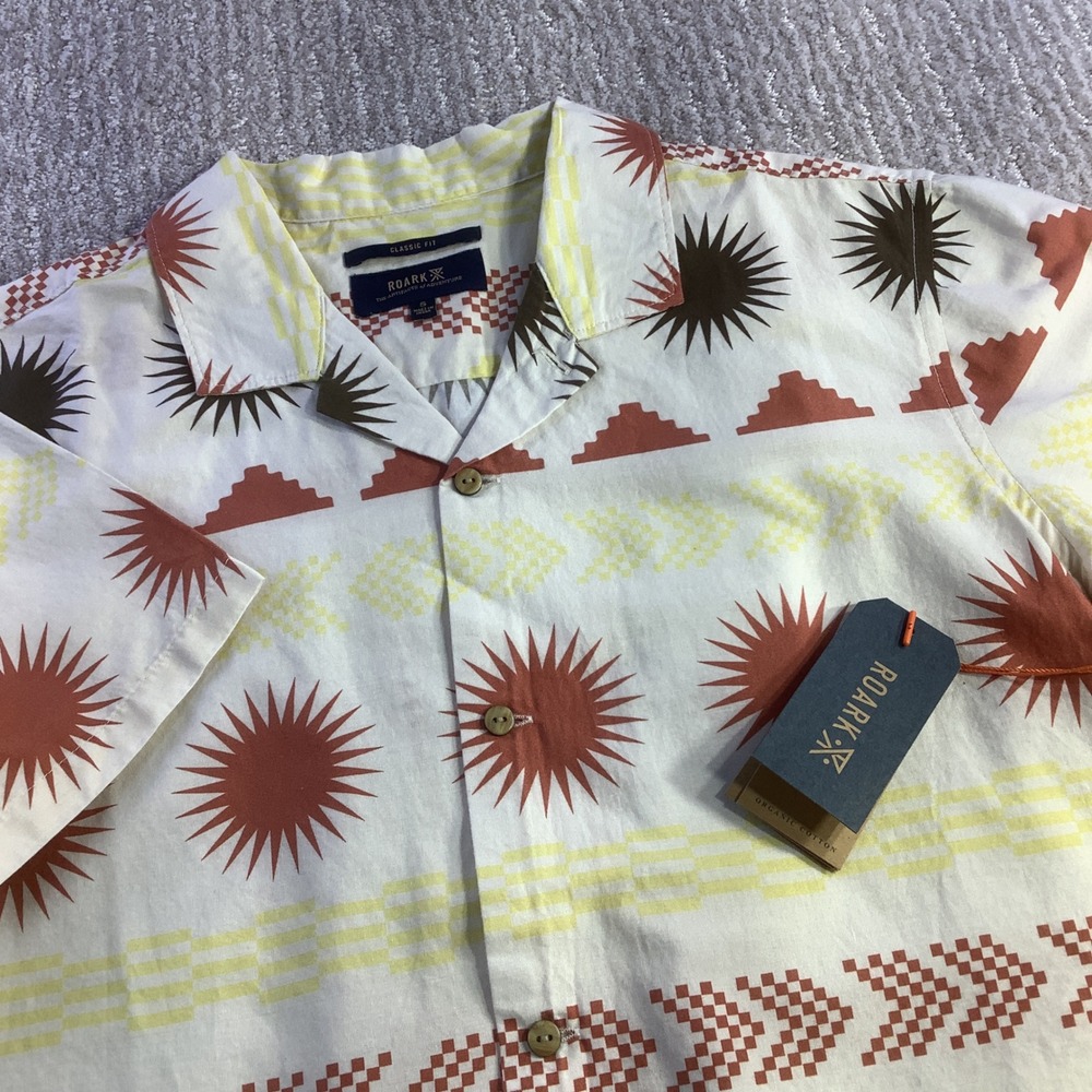 Roark Gonzo‎ SS Woven Shirt Mens Almond Paste Sunburst Size S NWT